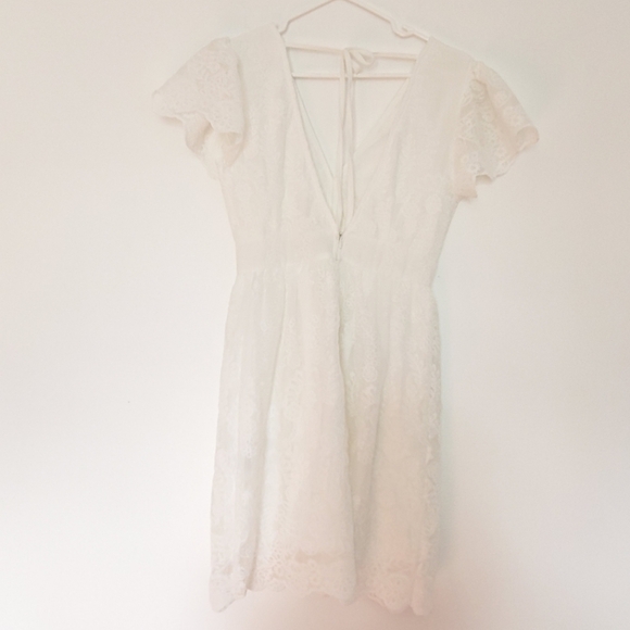 Rebellion White Lace Open Back V Neck Dress - Picture 10 of 11
